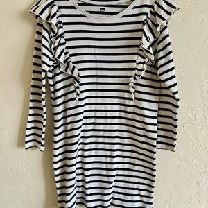 TEA Collection, Navy/White stripe ruffle dress, size 8, excellent condition!!